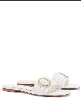 Larroude Ivy Broderie Flat Slide Sandals
